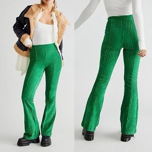 Free People Green Bee Slim Pull-On Velvet Flare
Pants